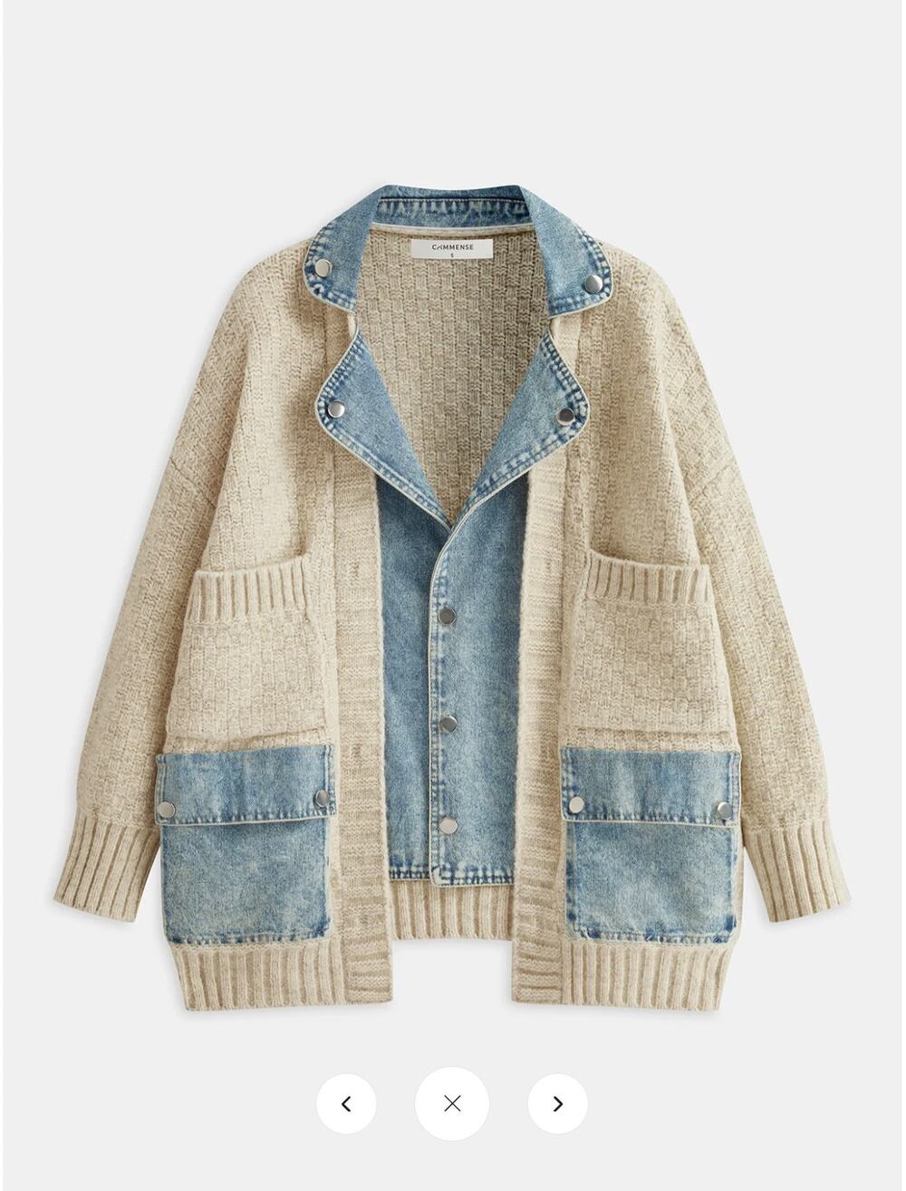 NWT Commense Denim Panel Utility Pocket Knit Cardigan Sz M